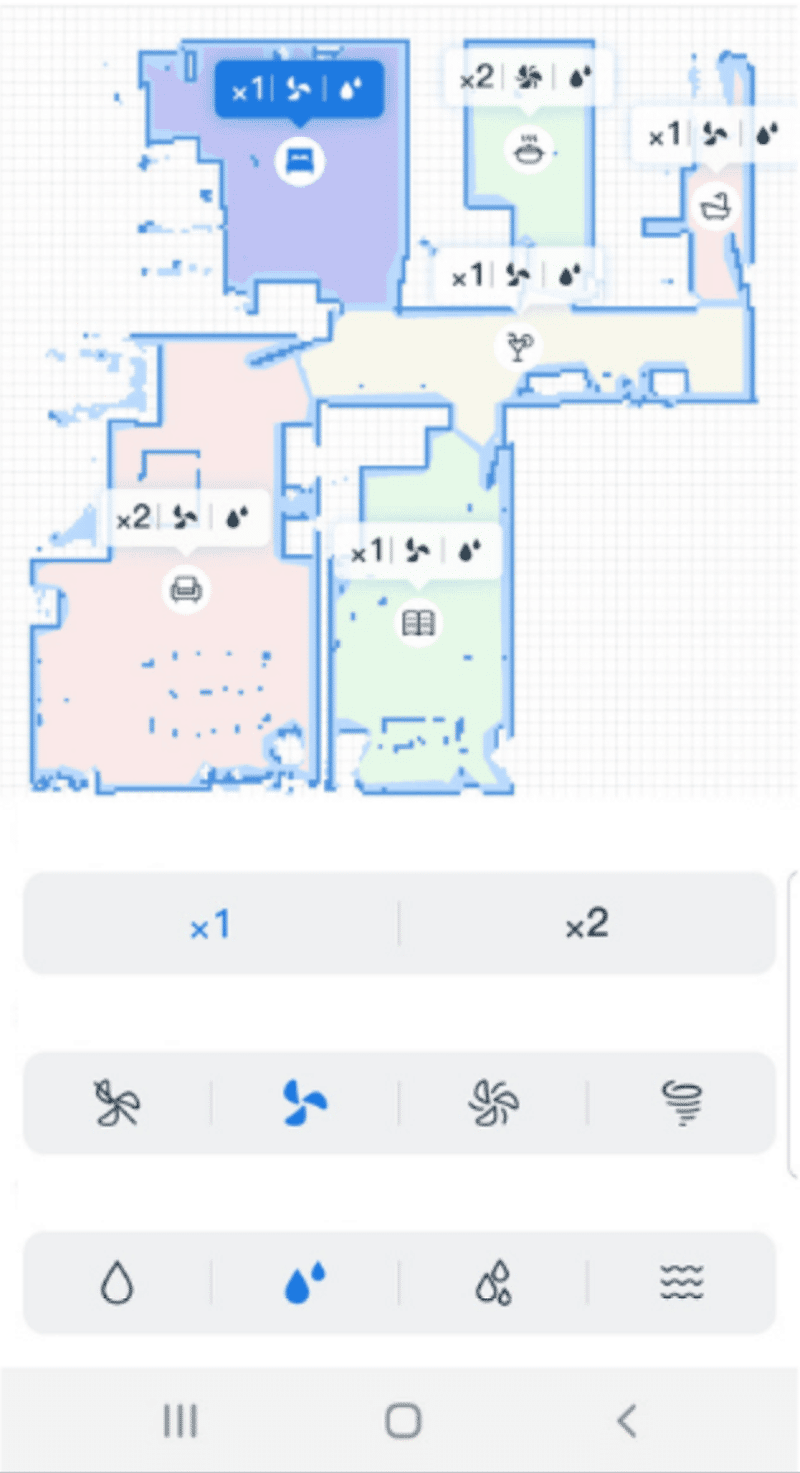 Wasserabgabemenge bei der Wischfunktion des Ecovacs Deebot N8 PRO+ kann pro Raum in der App festgelegt werden